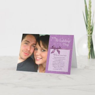 Cartão Dia do Casamento, Por Que Te Amo - Roxo com fita