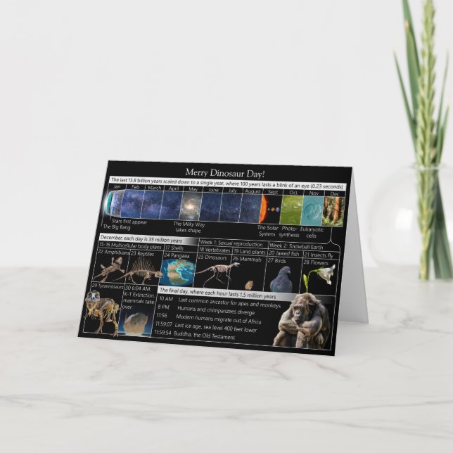 Cartão Dia do Dinossauro feliz no Calendário Cósmico! Car (Frente)