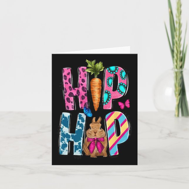 Cartão Dia do Felz pascoa De Coelhinho E Cenoura (Frente)