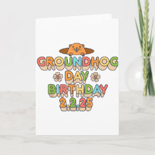 Cartão Dia do Groundhog Aniversário Menino Menina Homens
