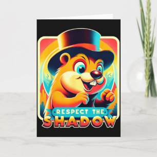 Cartão Dia do Groundhog Respeite o Sombra Humor Divertido
