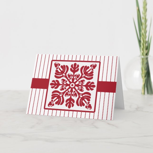 Cartão Dia do Havaí, Design de Quilt Havaiano (Frente)