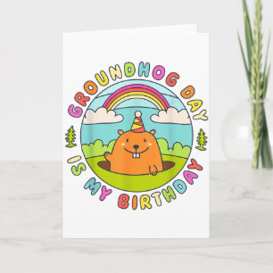 Cartão Dia do Marmota É Meu Aniversário Retro Festa Chapé