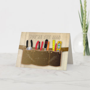 Cartão Dia do Pai, Pai, Cinto de Ferramentas e Ferramenta