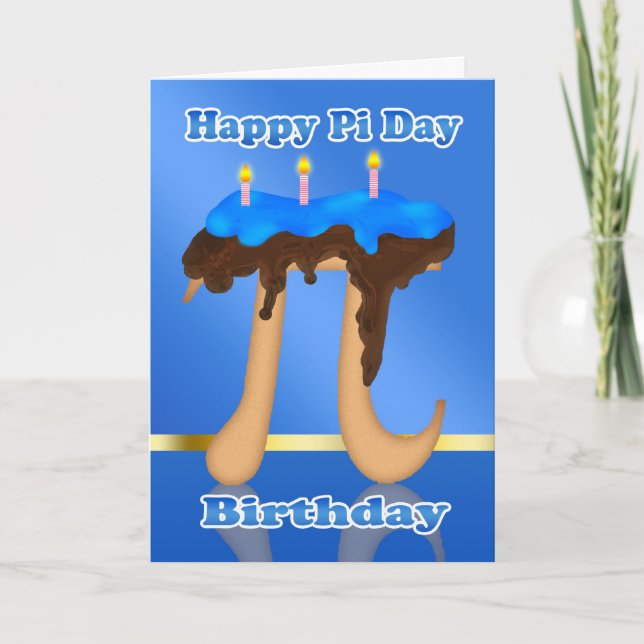 Cartão Dia do Pi do Bolo 3.14 Março, 14, Aniversário (Frente)