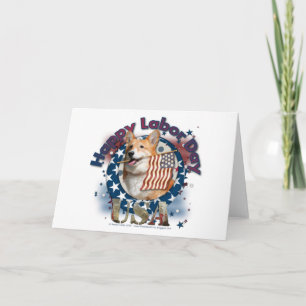 Cartão Dia do Trabalho - Bandeira Aparada - Corgi - Owen