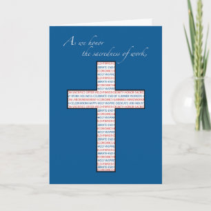 Cartão Dia do Trabalho, Cruz Cristã, Vermelho, Branco, Az