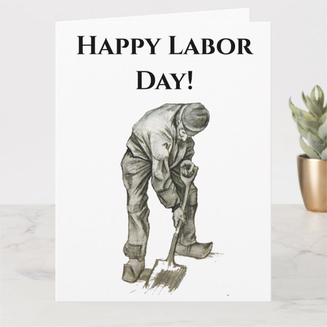 Cartão Dia do Trabalho Van Gogh Homem de Trabalho Desenho (Planta pequena)