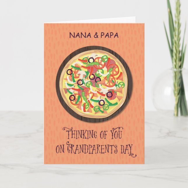 Cartão Dia dos Avós da Pizza Personalizável de Nana e Pap (Frente)