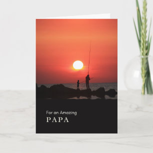 Cartão Dia dos Avós para Papai Pescando ao Pôr do Sol Car