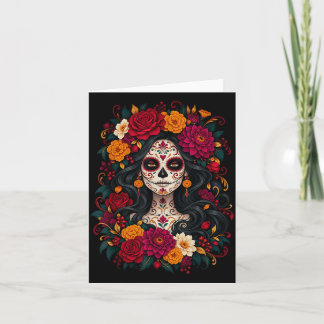 Cartão Dia dos mortos crânio de açúcar catrina dia de mor