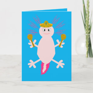 Cartão Dia dos Mortos do Costume do Axolotl Mexicano