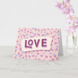 Cartão Dia dos Namorados Amor Corações Rosa e Azul