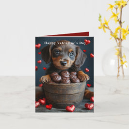 Cartão Dia dos Namorados Cachorrinho Dachshund Corações V