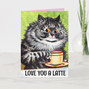 CARTÃO DIA DOS NAMORADOS CAFÉ GATO ARTE AMOR GRANDE CARTÃ