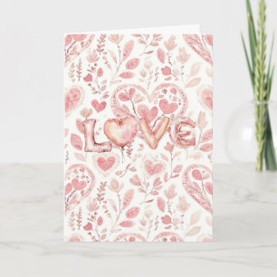 Cartão Dia dos Namorados Corações Rosa Amor