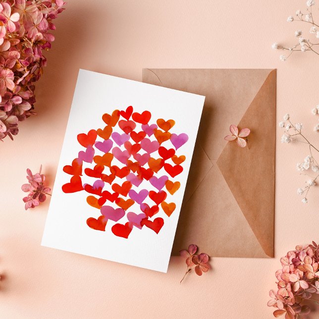 Cartão Dia dos namorados corações - rosa e laranja (Criador carregado)