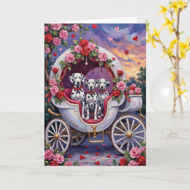 Cartão Dia dos Namorados do Cão Dálmata  (Flor Amarela)