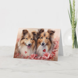 Cartão Dia dos Namorados do Cão de Pastoreio Shetland