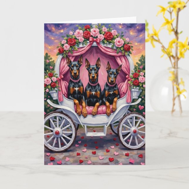 Cartão Dia dos Namorados do Cão Doberman  (Flor Amarela)