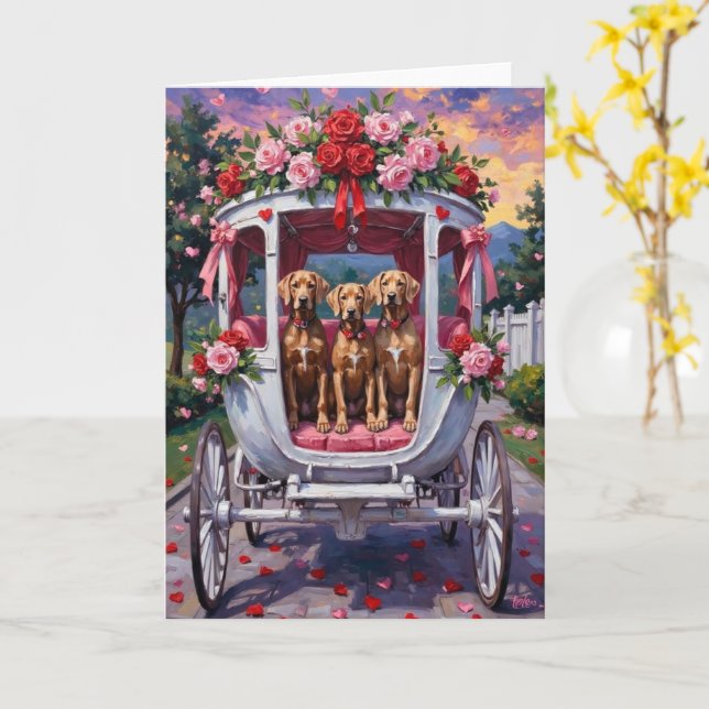 Cartão Dia dos Namorados do Cão Weimaraner  (Flor Amarela)