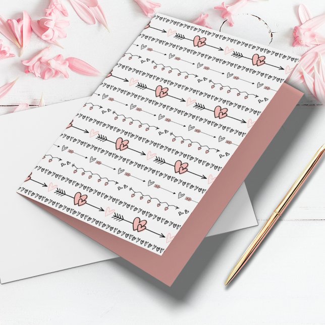 Cartão Dia dos Namorados Doodles Dia dos Namorados (Cute Hearts and Arrows Doodles custom text card for Valentine's Day, anniversary or just because.)