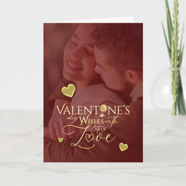 Cartão Dia dos Namorados elegante Vermelho e Dourado Cali (Frente)