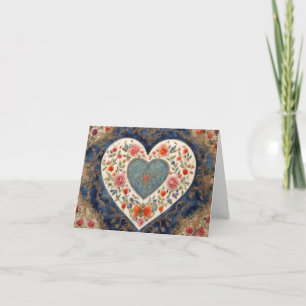 Cartão Dia dos Namorados Floral Vintage Coração