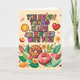 Cartão Dia dos Namorados na Sala de Aula Boho Donuts e Fl