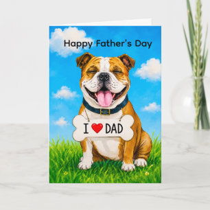 CARTÃO  DIA DOS PAIS ADORÁVEL BULLDOG INGLÊS 