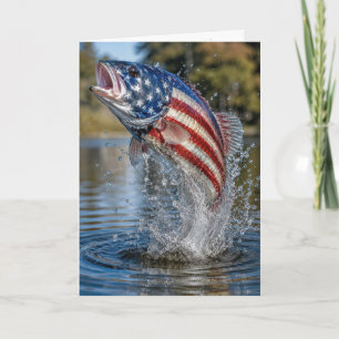 Cartão Dia dos Pais Bandeira Americana Peixe