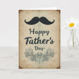 Cartão Dia dos Pais Bigode Antigo Estilo Retrô