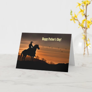 Cartão Dia dos Pais Country Western Cowboy Pôr do Sol Cav