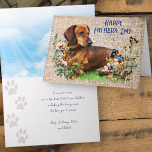 Cartão Dia dos Pais Dachshund Mensagem Personalizada