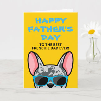 Cartão Dia dos Pais Frenchie Blue Merle Bulldog Francês