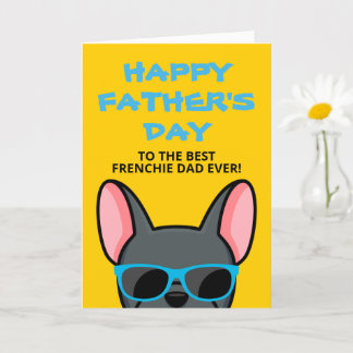 Cartão Dia dos Pais Frenchie Bulldog Francês Azul