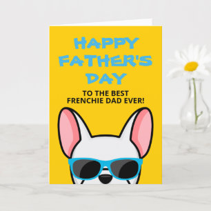 Cartão Dia dos Pais Frenchie Bulldog Francês Branco