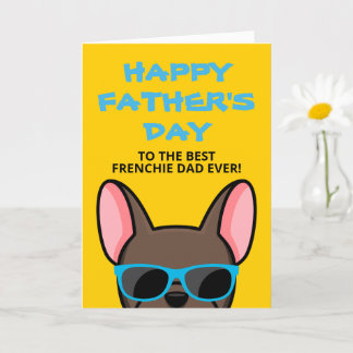 Cartão Dia dos Pais Frenchie Bulldog Francês Marrom
