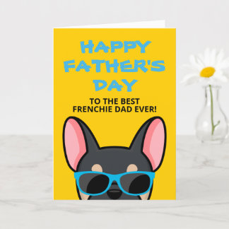 Cartão Dia dos Pais Frenchie Bulldog Francês Preto e Bege