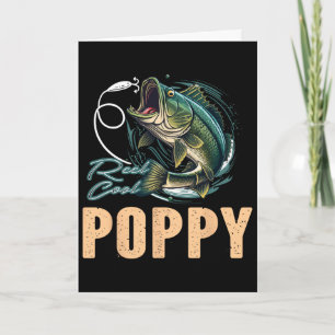 Cartão Dia dos Pais Funny Fisherman Reel Cool Poppy Pesca
