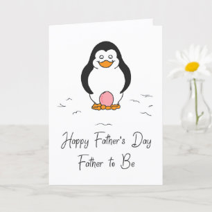 Cartão Dia dos Pais Futuro Pai de Menina Pinguim com Ovo