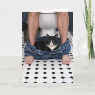 Cartão Dia dos Pais Gato Banheiro Momento Divertido