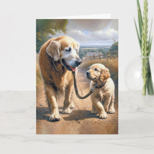 Cartão Dia dos Pais Golden Retrievers