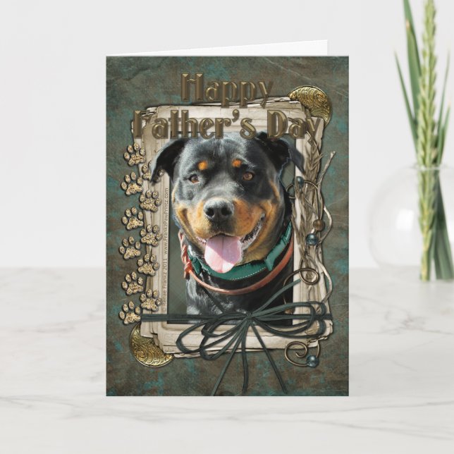 Cartão Dia dos pais - patas de pedra - Rottweiler - (Frente)