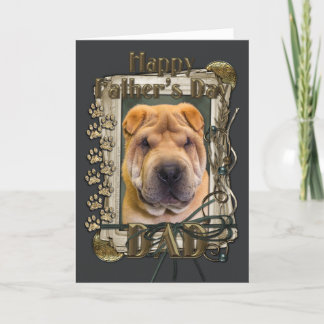 Cartão Dia dos pais - patas de pedra - Shar Pei