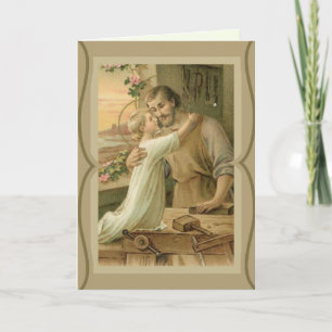 Cartão Dia dos Pais St. Joseph & Menino Jesus