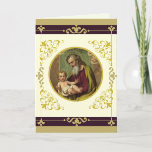 Cartão Dia dos Pais St. Joseph & Menino Jesus