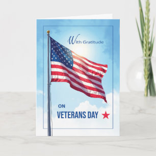 Cartão Dia dos Veteranos Obrigado Com Bandeira Americana