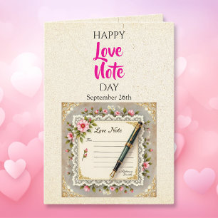 Cartão Dia Feliz da Nota de Amor - 26 de setembro