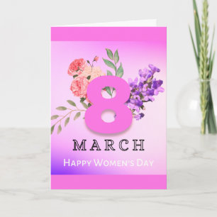 Cartão Dia Internacional da Mulher 8 de Março Floral